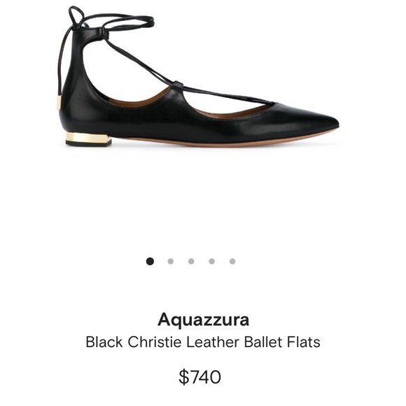 Aquazzura Black Christie Leather Ballet Flats - Picture 9 of 10